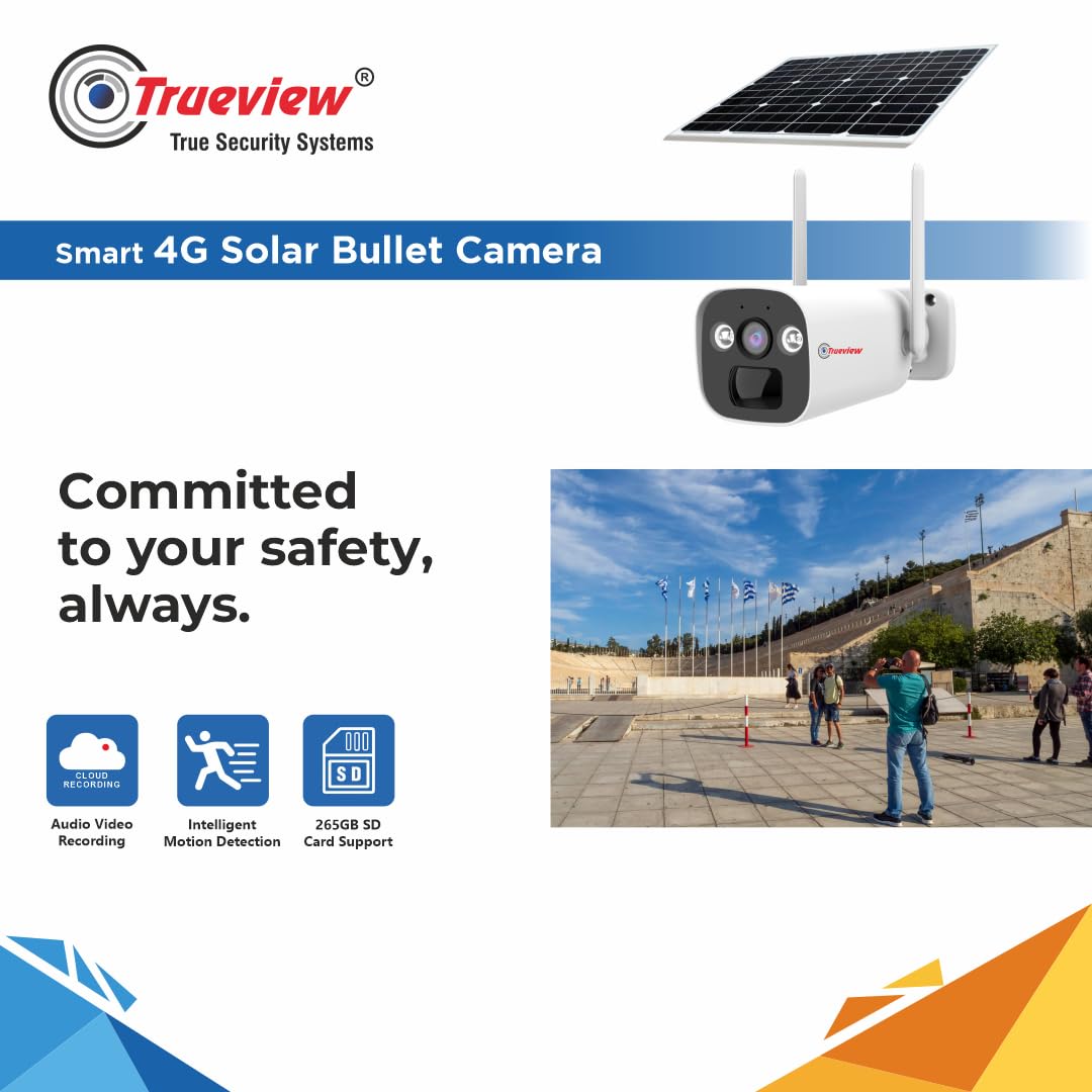 Trueview 4G SIM Solar Powered Bullet Camera Advanced CCTV Security Camera with 4MP Clarity, Wireless Connectivity, and Solar Efficiency for Uninterrupted Surveillance6